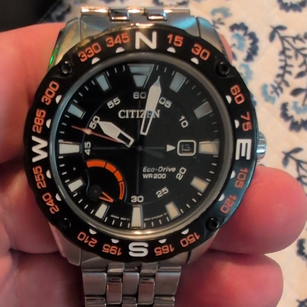 Citizen Eco-Drive WR300 Black and Silver Watch